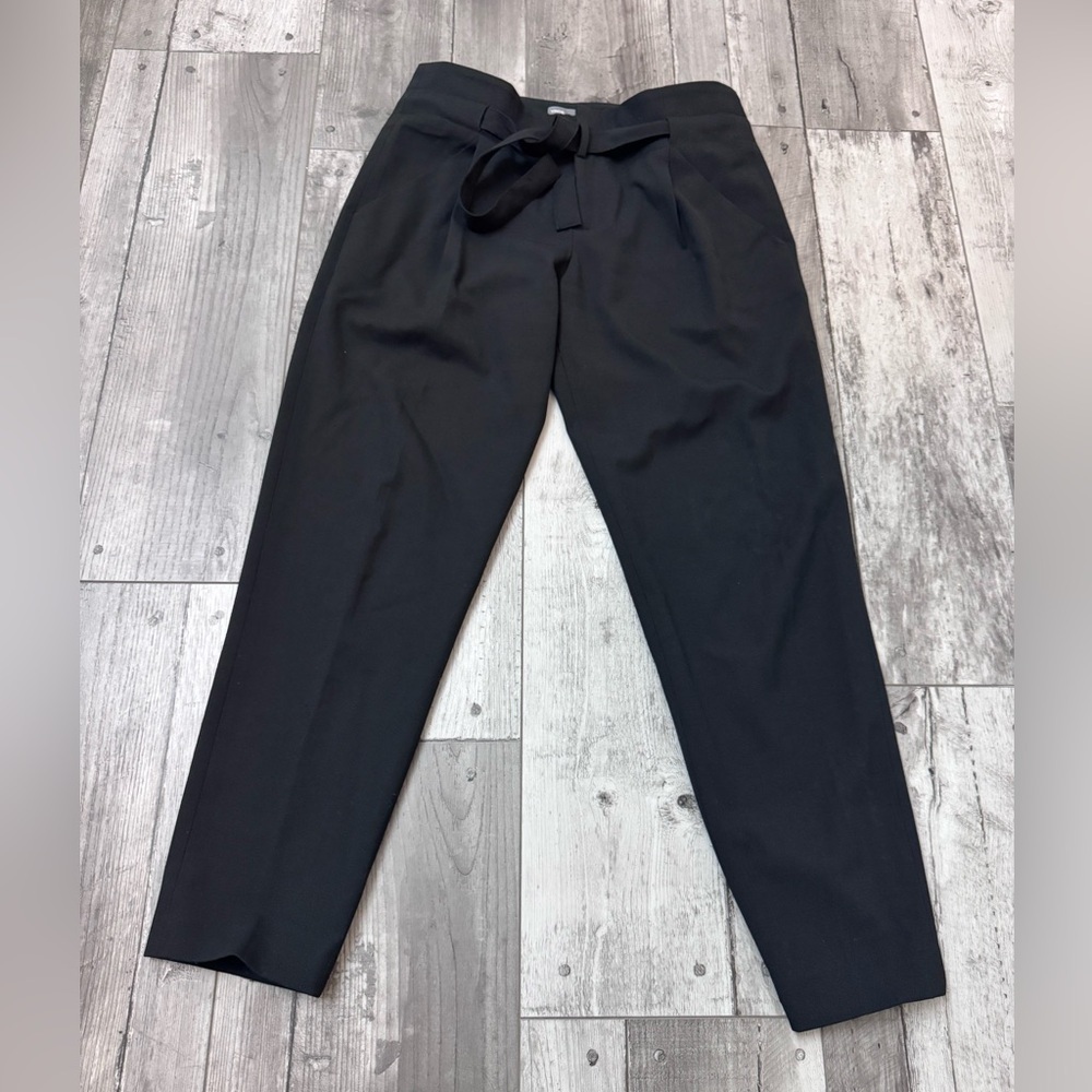 VINCE Women’s Wool Blend Tapered Cigarette Leg Crop Pants Size 2 Black Tie